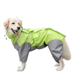 A Raincoat for all small and large dogs; Pet raincoat Medium large dog Golden hair Samo Alaska waterproof four foot raincoat Dog hooded raincoat (colour: Blue, size: 18)